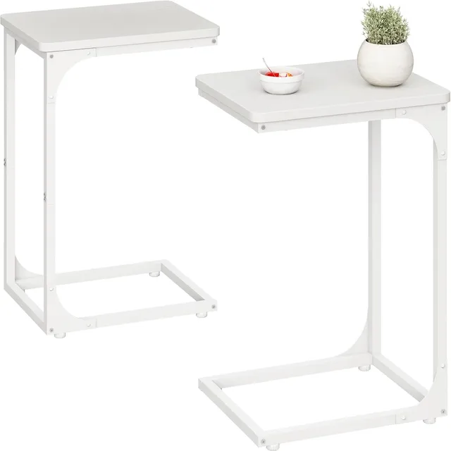 QEEIG C-Shaped Side Tables (Set of 2) — White