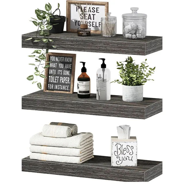 QEEIG Small Floating Shelves 15.7" — Grey