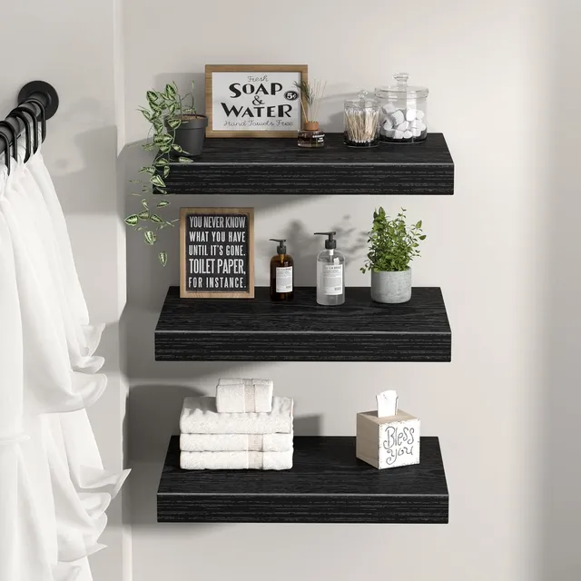 QEEIG Projector Floating Shelves — Black